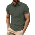 thumbnail image 1 of Kilaqueen 1/4 Zipper Tops for Men Lapel Short Sleeve Solid Color Retro Pullover Tops Casual Trendy Golf Sports Tops, 1 of 8
