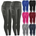 thumbnail image 1 of Kilaqueen 2 Pack High Waisted Leggings for Women Casual Oversized Stretch Tummy Control Yoga Pants with Pockets Solid Color Slim Workout Pants, 1 of 9