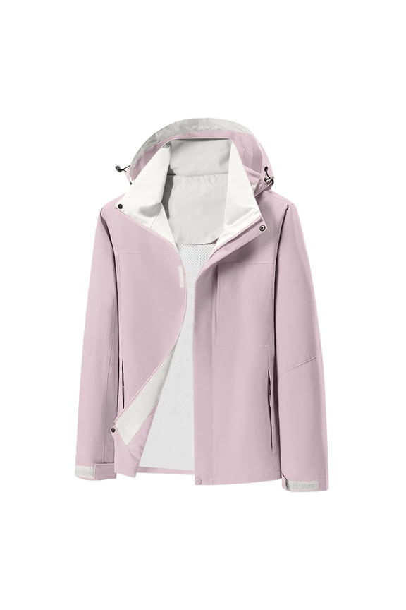 2025 Solid Color Fall Jackets for Women Long Sleeve Zip up Hooded Y2K Jacket with Pockets Casual Classic Fit Outwear