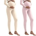 thumbnail image 1 of Kilaqueen 2PC Maternity Leggings Solid Color Over The Belly Adjustable Waist Seamless Leggings Workout Athletic Fall Winter Warm Pants, 1 of 3