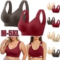 thumbnail image 1 of Kilaqueen 2pcs Ribbed Wireless Bras for Women Casual Oversized Workout Push Up Bra Full Coverage Sports Bra Adjustable Straps Breathable Everyday Bra, 1 of 9