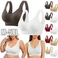thumbnail image 1 of Kilaqueen 2pcs Ribbed Wireless Bras for Women Casual Oversized Workout Push Up Bra Full Coverage Sports Bra Adjustable Straps Breathable Everyday Bra, 1 of 9
