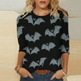thumbnail image 1 of Kilaqueen 3/4 Sleeve Tops for Women Dressy Casual Halloween Thanksgiving Pumpkin Maple Leaf Tee Shirts Fall Holiday Tunic Blouses Halloween Costumes, 1 of 7