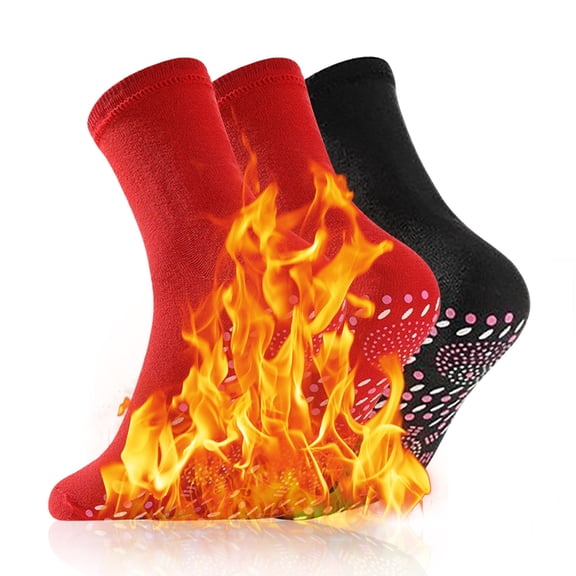 Kilaqueen 3 Pairs Winter Self Heating Socks Comfortable Cotton Socks Breathable Massage Socks Warm Socks for Men Women