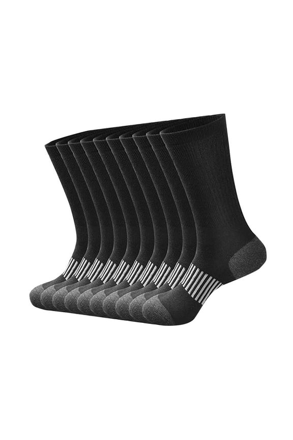 5 PC Cotton Socks for Men Full Cushion Athletic Moisture Wicking Mid-Calf Socks Running-Arch Support Thermal Warm All Socks
