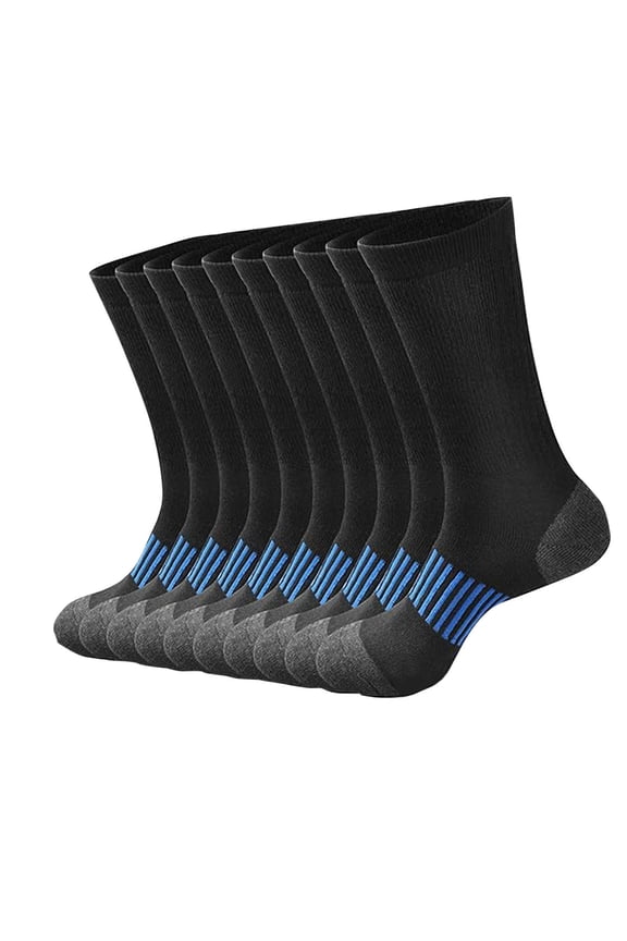 5 PC Cotton Socks for Men Full Cushion Athletic Moisture Wicking Mid-Calf Socks Running-Arch Support Thermal Warm All Socks