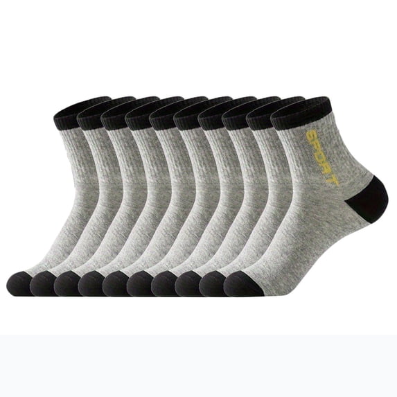 Kilaqueen 5 Pairs Men's Mid-Tube Sweat-Absorbing and Breathable Color-Blocked Casual Socks Cotton Cushioned Ankel Socks Athletic Performance Running Socks