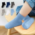 thumbnail image 1 of Kilaqueen 6 Pairs Non Slip Cozy Warm Crew Socks with Grips for Baby Infant Toddler Kids Boys Girls Cotton Ankle Socks 1-7 Years, 1 of 3