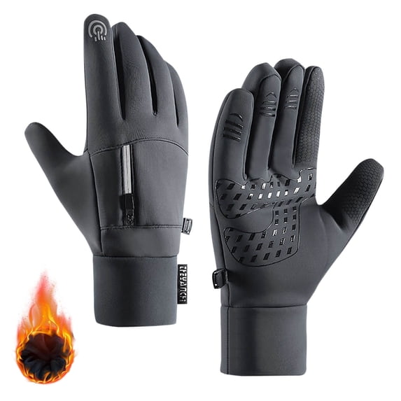 Kilaqueen Anti-slip Gloves for Men Women Touch Screen Texting Fingers Winter Gloves Zipper Windproof Gloves for Outdoor Running, Cycling, Driving