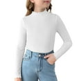 thumbnail image 1 of Kilaqueen Baby Girl Clothes Lettuce Trim Mock Neck ong Sleeve Slim Fit Shirt Solid Color Casual Soft Winter Fall Base Layer Tops, 1 of 6