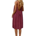 thumbnail image 1 of Kilaqueen Backless Mini Cami Dresses Sleeveless Open Back Lounge Dress Flowy Summer Beach Vacation Sundress Solid Color Knee Length House Lounge Dresses with Back Tie, 1 of 6