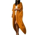 thumbnail image 1 of Kilaqueen Beach Cover Ups for Women Open Front Lacing Solid Color Half Sleeve Cardigan Casual Bikini Swimwear Coverup, 1 of 5