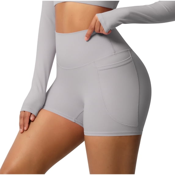 Kilaqueen Biker Shorts Women with Pockets High Waisted Tummy Control Workout Gym Running Yoga Shorts Slim Stretchy Comfy Tight Cycing Shorts