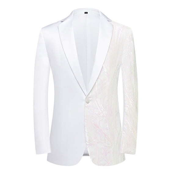 Kilaqueen Blazer for Men Color Block Sequin Single Breasted Notch Lapel Suit Jacket Stylish Classic Fit Club Party Wedding Banquet Blazer
