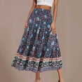 thumbnail image 1 of Kilaqueen Boho Maxi Skirts for Women Summer High Waisted Floral Printed Flowy Swing A-Line Ruffle Long Beach Skirt, 1 of 6