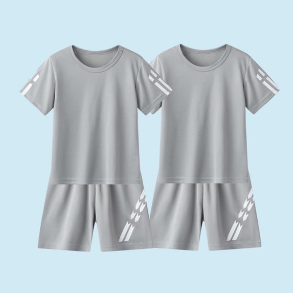 Kilaqueen Boys 4 Piece Short Sets Youth Football Uniform Crew Neck Short Sleeve T-Shirt and Shorts Tracksuit Sets Outdoor Athletic Outfits Summer Active Clothes