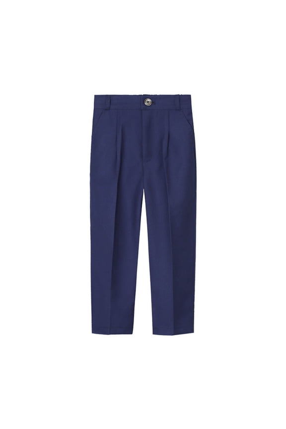 Boys Flat-Front Dress Pants Kids Relaxed Fit Plaid School Uniform Slacks Pants with Adjustable Waist