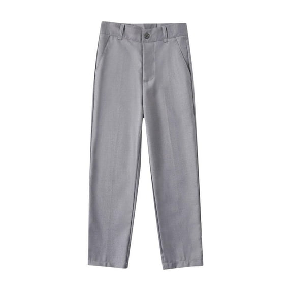 Kilaqueen Boys Suit Pants Solid Color Straight Leg Flat Front Wrinkle-Free School Uniform Pants Casual Comfy Back to School Everyday Wear Dress Pants