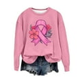 thumbnail image 1 of Kilaqueen Breast Cancer Awareness Sweatshirt Women Crewneck Long Sleeve Pink Ribbon Graphic Print Tee Shirts Plus Size Casual Loose Fit Inspirational Pullover Tops, 1 of 4