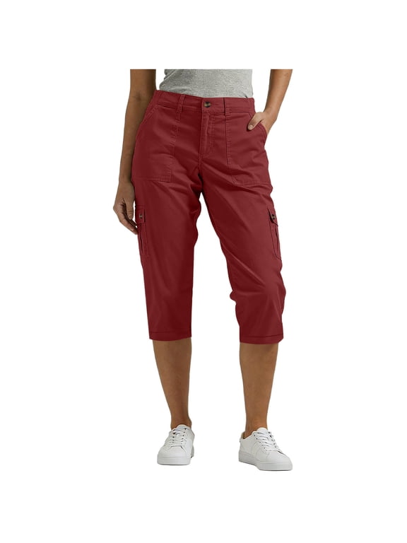 Cargo Capris for Women Summer Casual Lightweight High Waisted Button Loose Travel Outdoor Hiking Capri Cropped Pants with Pockets