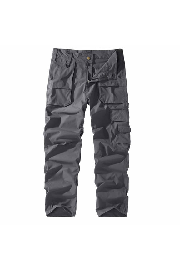 Cargo Pants for Men Solid Color Ripstop Tactical Pant with Multi Pockets Hiking Running Athletic Outdoor Straight-Leg Pants