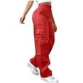 thumbnail image 1 of Kilaqueen Cargo Pants for Women Elastic High Waist Elastic Quick Dry Stretch Pants with Multipockets Solid Color Hiking Cargo Pants, 1 of 8
