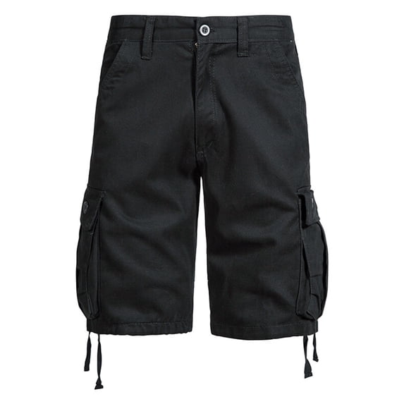 Kilaqueen Cargo Shorts for Men Solid Color Button Closure Fashion Shorts with Multi-Pockets Casual Loose Fit Hiking Athletic Work Shorts