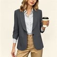 thumbnail image 1 of Kilaqueen Casual Blazers for Women Single Button Open Front Slim Fit Dressy Blazer Ruched 3/4 Sleeve Shawl Collar Work Office Lightweight Suit Jacket with Pockets, 1 of 9