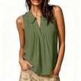thumbnail image 1 of Kilaqueen Casual Sleeveless Tank Tops for Women, Ruffle Peter Pan Collar Pleated V Neck Flowy Lightweight Solid Boho Blouse Shirts, 1 of 9