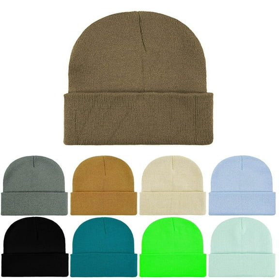 Kilaqueen Classic Beanie Hats for Men Women Knit Cuffed Warm Winter Hats Windproof Ski Hats Solid Color Soft Stretchy Trawler Hat