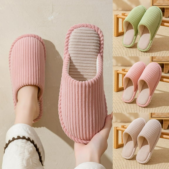 Kilaqueen Comfy Indoor Scuff Slippers for Women and Men, Memory Foam Slip On Cotton Slippers Cozy Winter Warm Slippers Soft Terry Cloth Breathable House Shoes