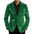 thumbnail image 1 of Kilaqueen Corduroy Blazer for Men St Patricks Day Single-Breasted Notch Lapel Suit Jackets Fashion Holiday Party Work Blazers with Pockets, 1 of 8