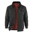 thumbnail image 1 of Kilaqueen Cotton Jackets for Men Quilted Zip Up Long Sleeve Lapel Coats with Pockets Solid Color Thicken Fall and Winter Warm Outerwear, 1 of 9