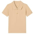 thumbnail image 1 of Kilaqueen Cotton Kids Shirts Button Closure Lapel Short Sleeve Causal Solid Color Shirts Comfortable Breathable Lightweight School Uniform Tops, 1 of 3