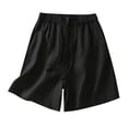 thumbnail image 1 of Kilaqueen Cotton Linen Shorts for Women Drawstring Elastic Waist Button Closure Comfy Shorts Casual Solid Color Lightweight Pleated Bermuda Shorts, 1 of 8