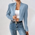 thumbnail image 1 of Kilaqueen Cropped Blazer for Women Puff Long Sleeve Open Front Flat Lapel Collar Bolero Blazers Casual Work Office Business Dressy Cardigan Suit Jacket, 1 of 5