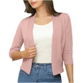 thumbnail image 1 of Kilaqueen Cropped Cardigan Sweater for Women 3/4 Sleeve Classic Knit Bolero Shrugs Open Front Short Cardigans for Dresses, 1 of 7