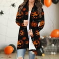thumbnail image 1 of Kilaqueen Cute Cat Pumpkin Printed Womens Cardigan Fashion Plus Size Lightweight Cardigans Open Front Long Sleeve Fall Blouses Comfy Halloween Cardigan, 1 of 7