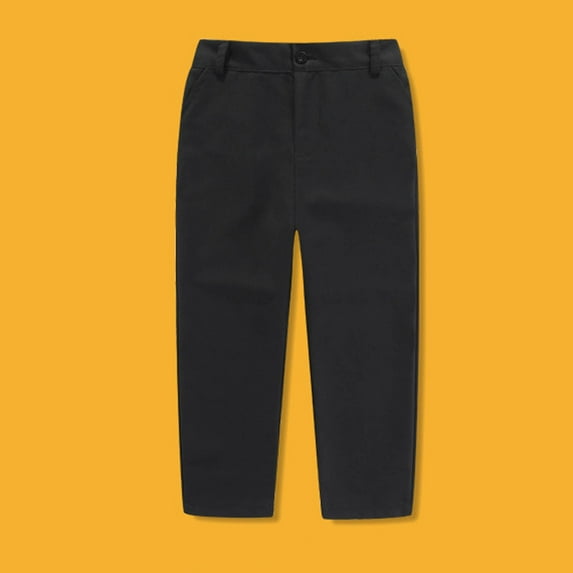 Kilaqueen Dress Pants for Boys Wrinkle-Resistant No-Iron Stretch Straight Leg Pants with Pockets Solid Color Back to School Button Closure Suit Pants