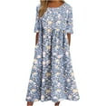 thumbnail image 1 of Kilaqueen Dresses for Women Floral Print Short Sleeve Crew Neck Flowy Pleated Sundress 2026 Fashion Beach Vacation Maxi Dress, 1 of 5