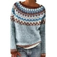 thumbnail image 1 of Kilaqueen Fair Isle Sweaters for Women Boho Retro Crewneck Long Sleeve Knit Pullover Tops Winter Fall Casual Loose Sweaters, 1 of 2