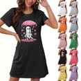 thumbnail image 1 of Kilaqueen Fall Pajamas Women Short Sleeve Sleep Shirts Crew Neck Halloween Pajamas Loose Fitness Nightgowns Cute Ghost Graphic Comfy Nightdress, 1 of 6