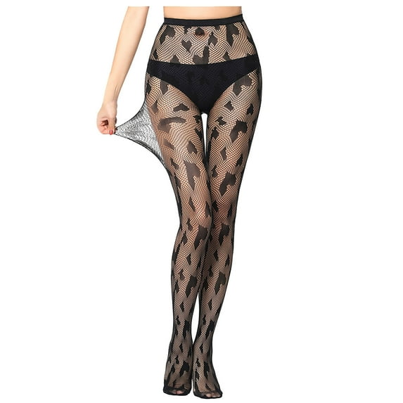 Kilaqueen Fashion Fishnets Sheer Tights for Women, Sexy High Waist Mesh See Through Hollow Out Pantyhose Nylon Black Lace Fish Net Stockings Leggings