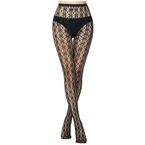 Kilaqueen Fashion Fishnets Sheer Tights for Women, Sexy High Waist Mesh See Through Hollow Out Pantyhose Nylon Black Lace Fish Net Stockings Leggings