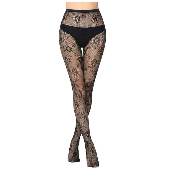 Kilaqueen Fashion Fishnets Sheer Tights for Women, Sexy High Waist Mesh See Through Hollow Out Pantyhose Nylon Black Lace Fish Net Stockings Leggings