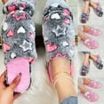 thumbnail image 1 of Kilaqueen Fashion Printed Winter Warm Slippers for Women, Cozy Fuzzy Scuff Slippers Slip-On Memory Foam House Shoes Outdoor Indoor, Christmas Gifts, 1 of 7