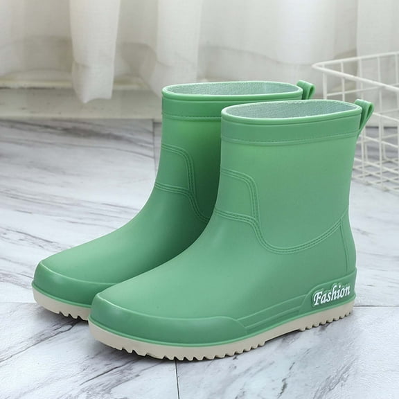 Kilaqueen Fashion Rain Boots Ladies Short Rain Boots Waterproof Non-Slip Car Wash Kitchen Wear-Resistant Work Shoes Rubber Shoes