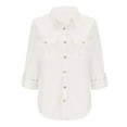 thumbnail image 1 of Kilaqueen Faux Denim Shirt for Womens Button Down Lapel Long Sleeve Solid Color Shirt Casual Business Work Trendy Jean Jacket with Pockets, 1 of 5