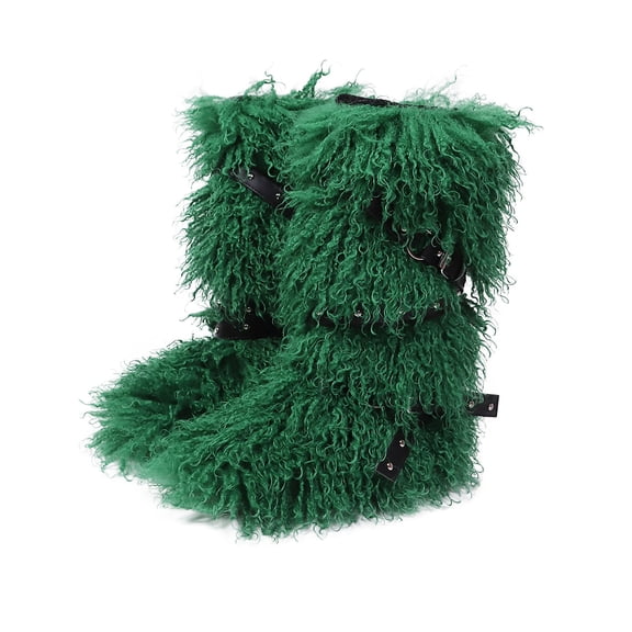 Kilaqueen Faux Fur Boots for Women Long Furry Fuzzy and Fluffy Knee High Boots Solid Color Cozy Trendy Winter Warm Outdoor Boots with Flat