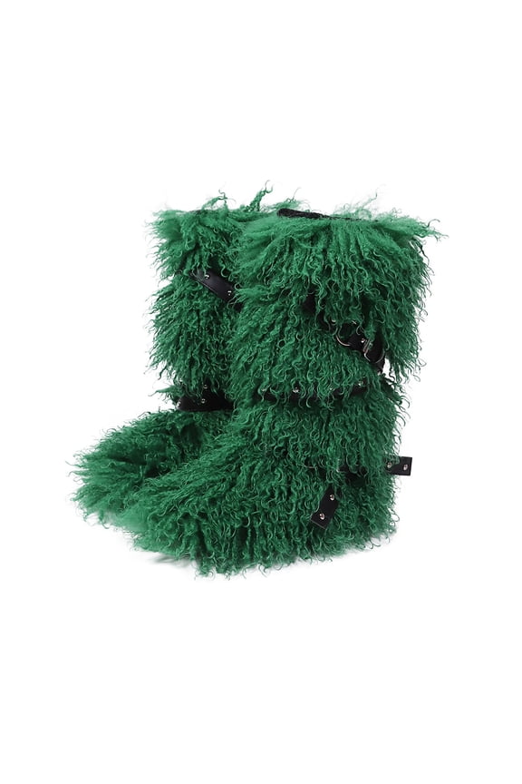 Faux Fur Boots for Women Long Furry Fuzzy and Fluffy Knee High Boots Solid Color Cozy Trendy Winter Warm Outdoor Boots with Flat